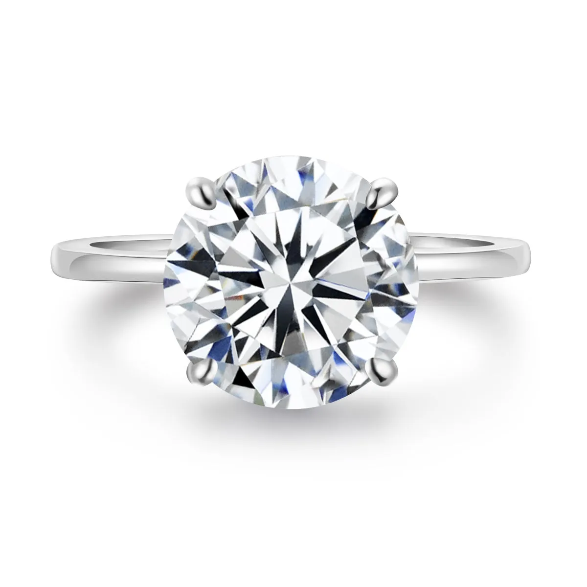 4 Prong 4 Carat Round Brilliant Solitaire Engagement Ring