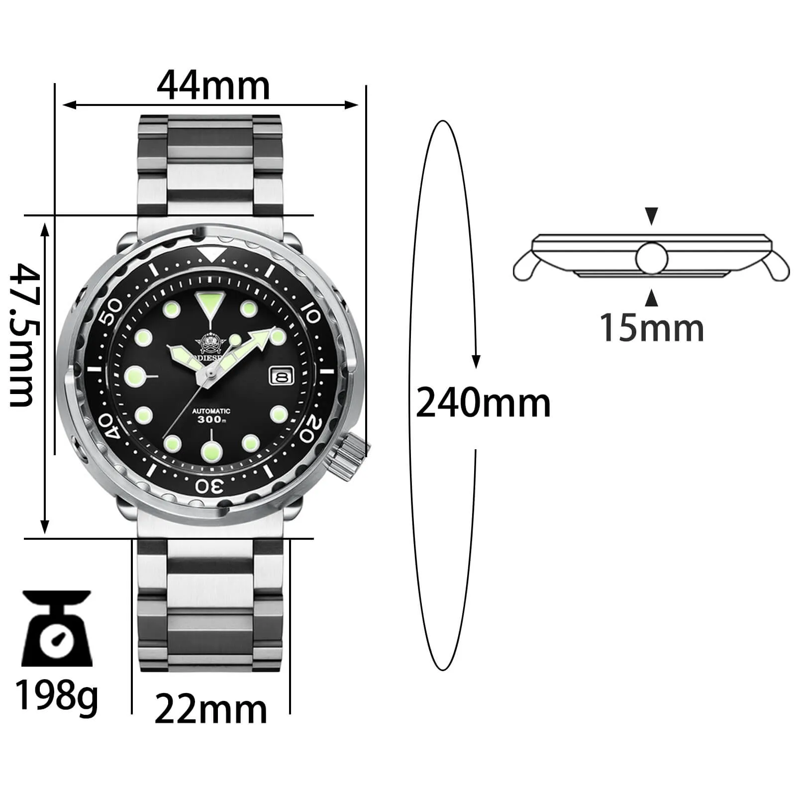 ADDIESDIVE® Tuna 300M Automatic Diver Watch Tuna Diver 3Colors ( MY-H5)