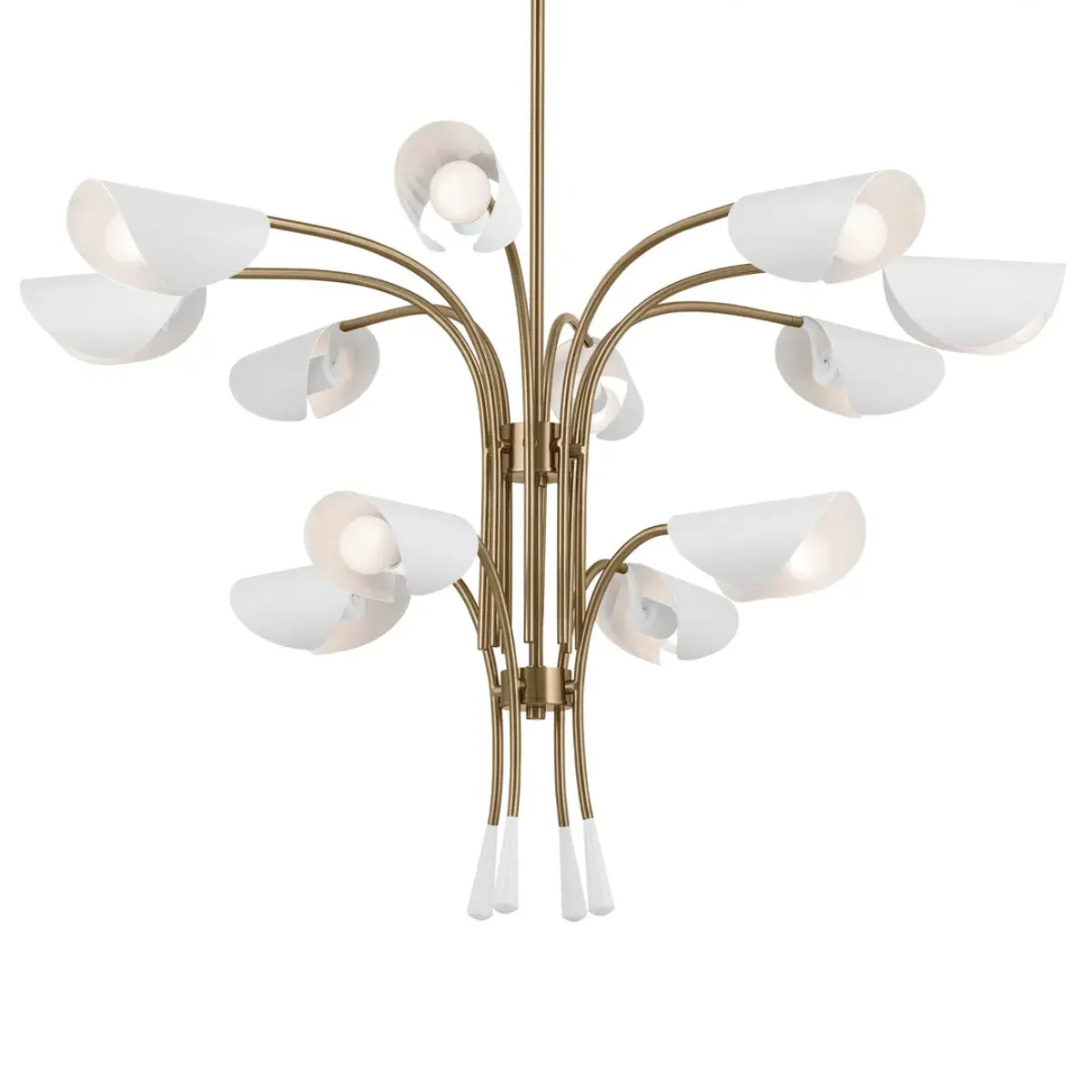 Arcus 46 in. 12 Lights Chandelier Champagne Bronze Finish with White shade