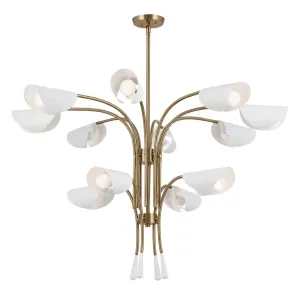 Arcus 46 in. 12 Lights Chandelier Champagne Bronze Finish with White shade