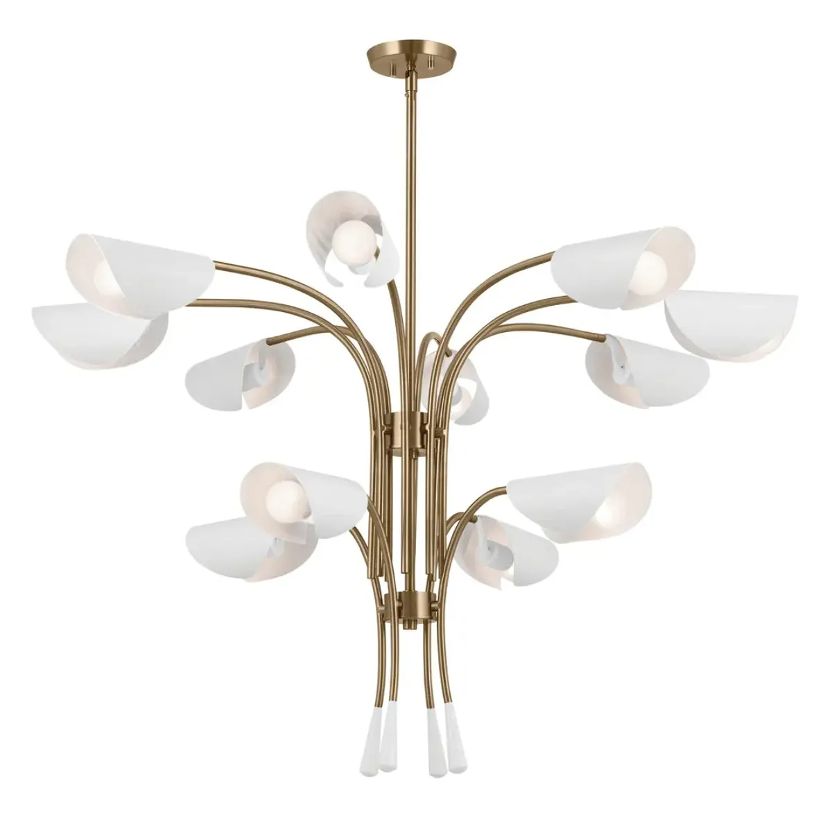 Arcus 46 in. 12 Lights Chandelier Champagne Bronze Finish with White shade