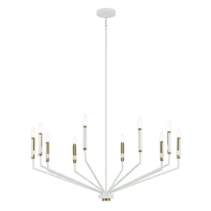 Armand 38" Armand 10-Light Chandelier 1-Tier, White and bronze Finish