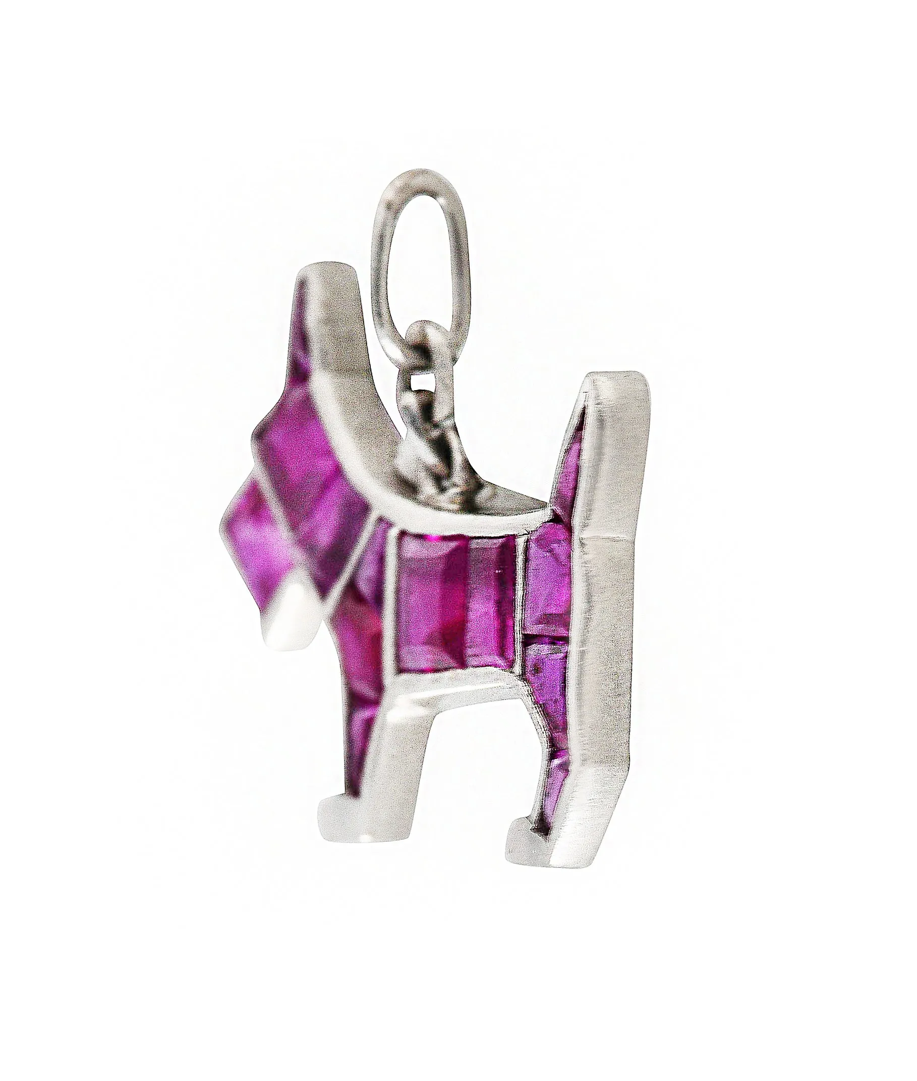 Art Deco Ruby Platinum Scottish Terrier Dog Charm