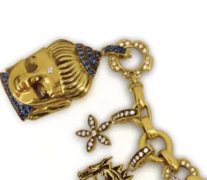 'Aspiring Buddha' Charm in 18kt Green Gold with Pavé Sapphires   Diamond