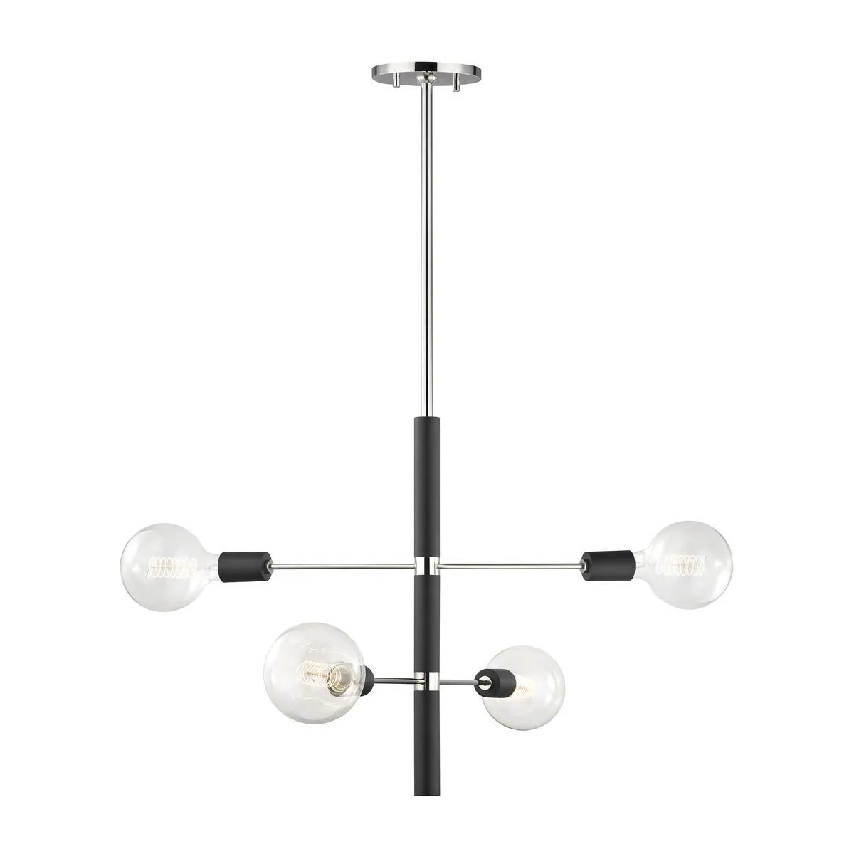 Asrid 4 Lights Chandelier Polished Nickel & Black finish