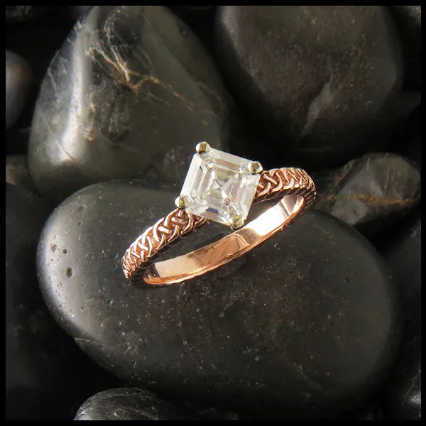 Asscher Cut Moissanite Love Knot Ring