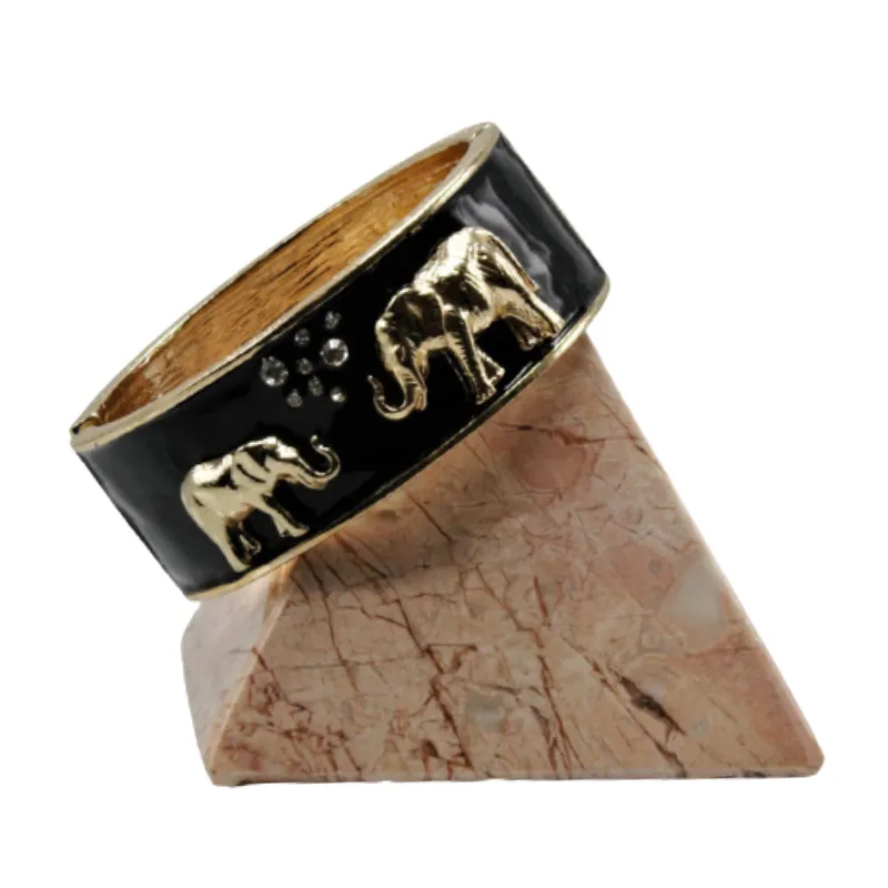 B14- Elephant Family Cuff in Black