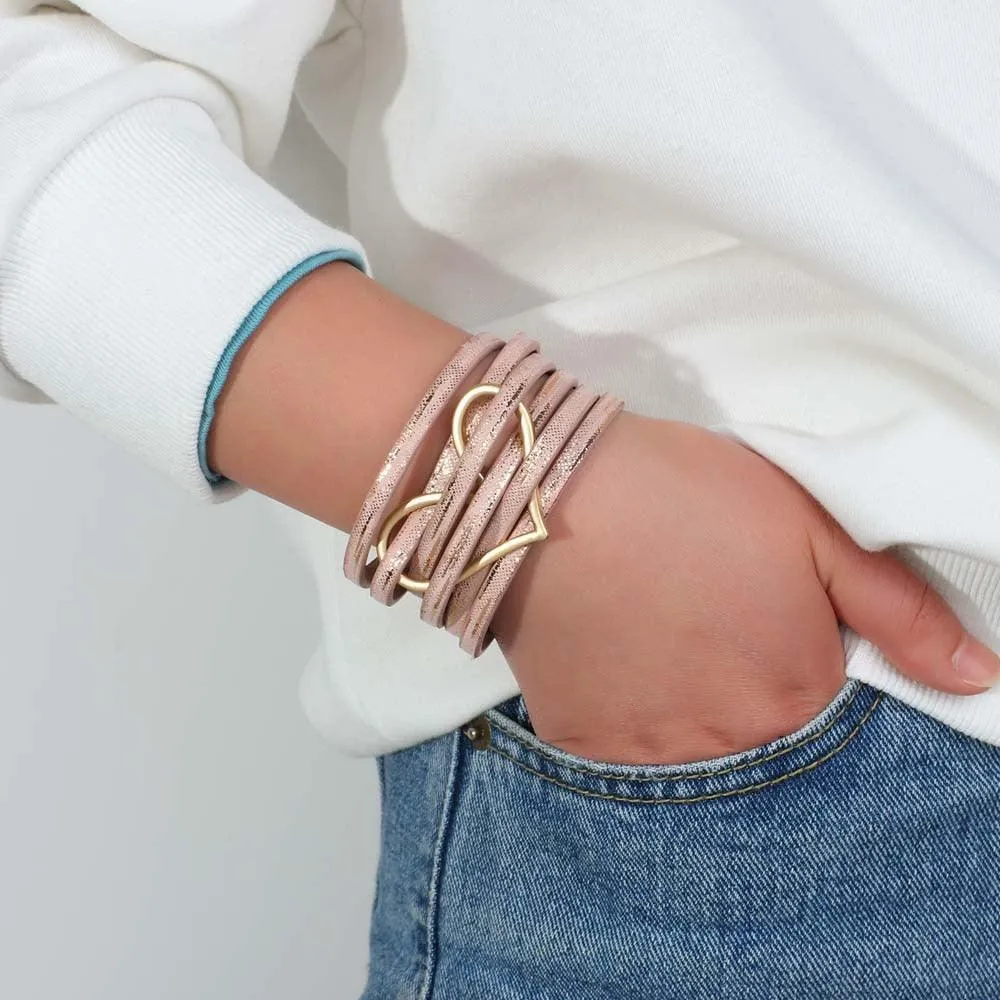 'Big Heart' Charm Cuff Bracelet - blue