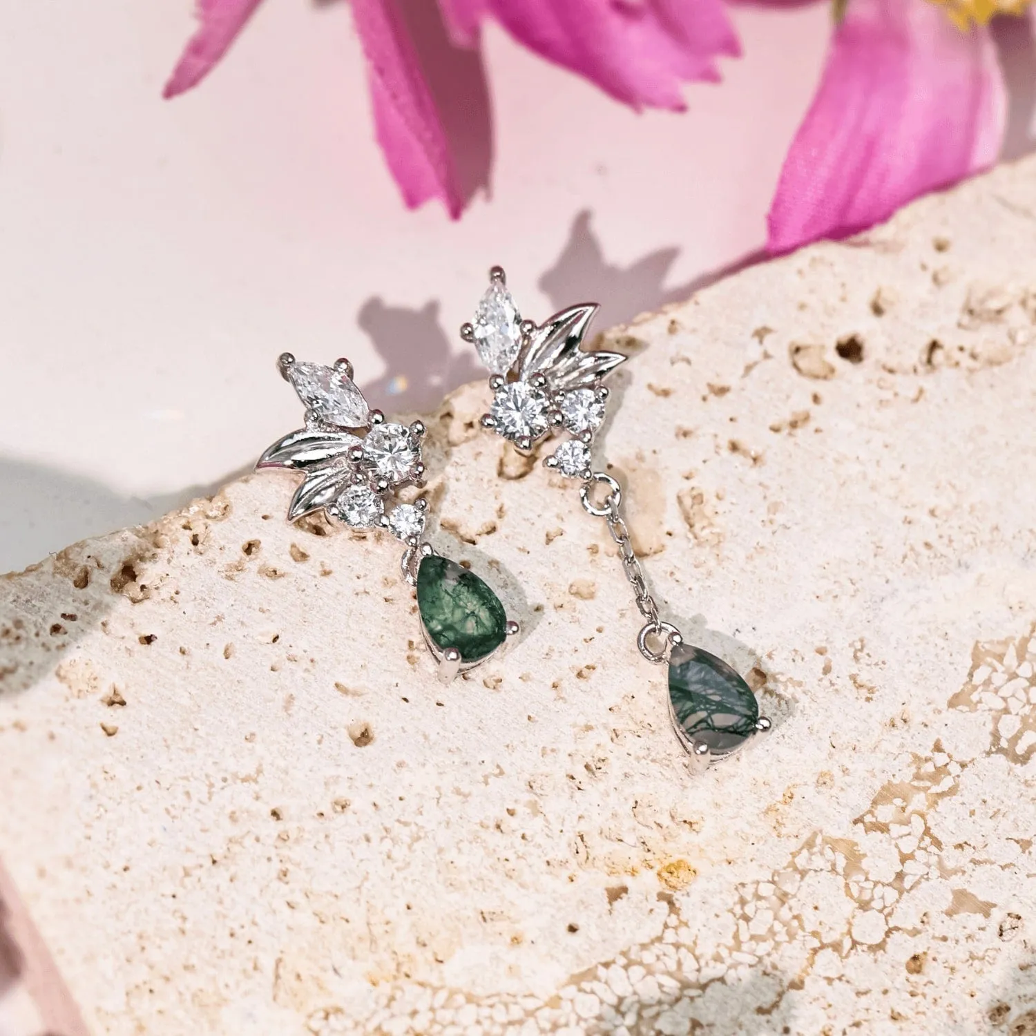 Blair Green Moss Agate Earrings