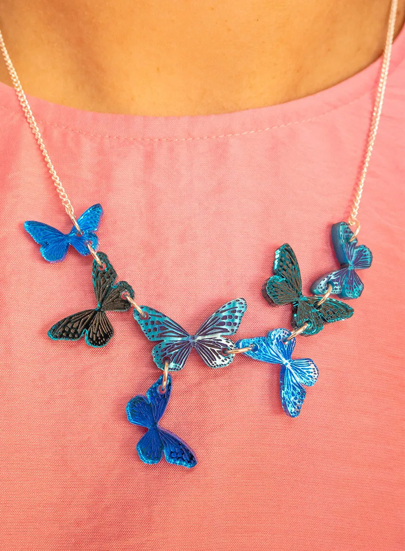 Blue Butterflies Necklace