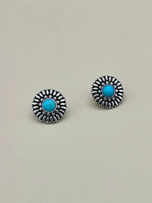 Bonnie Turquoise Concho Stud Earrings