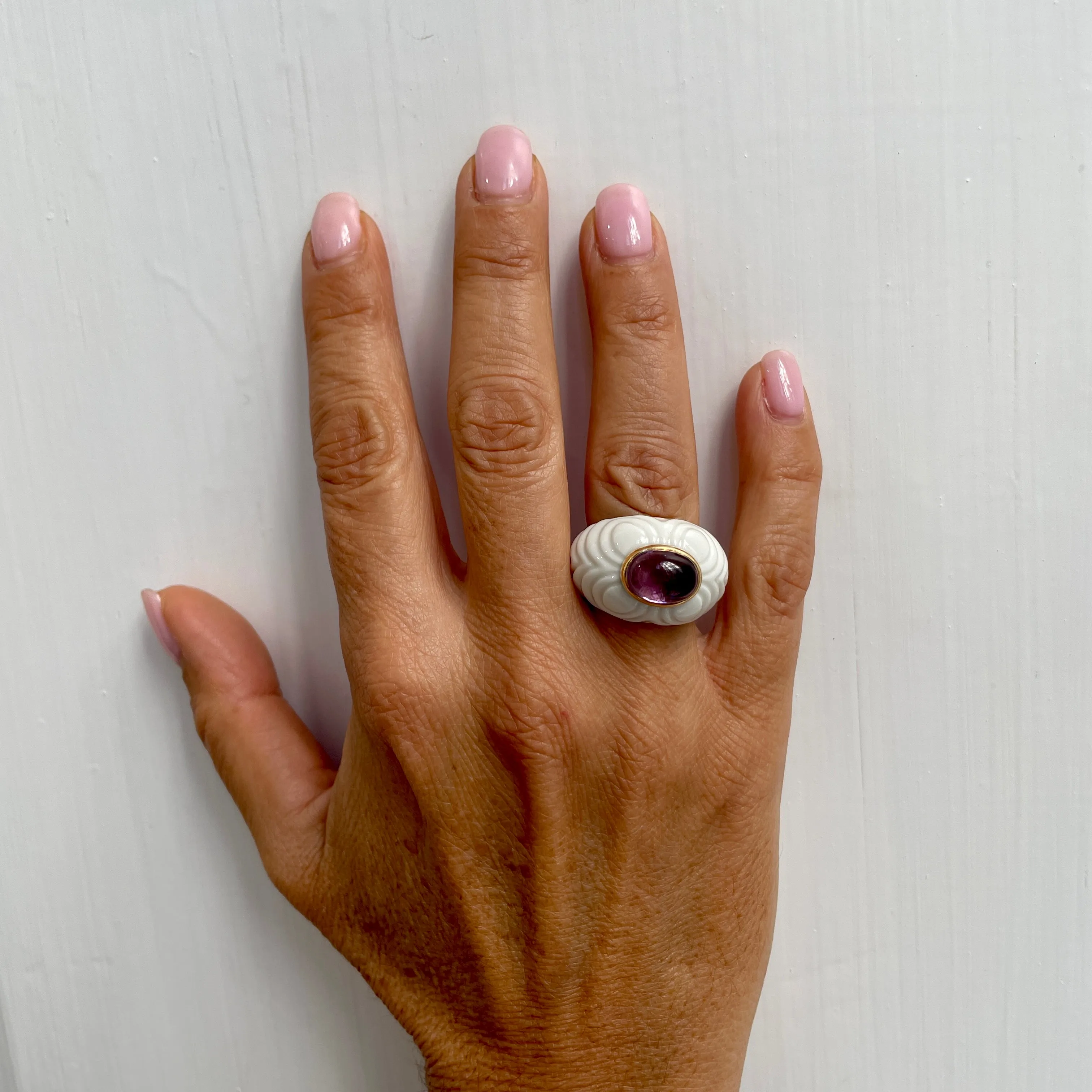 Bulgari Chandra Porcelain Tourmaline Gold Ring