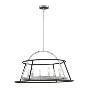 Campana 30 In 6 Lights Chandelier Satin Nickel finish