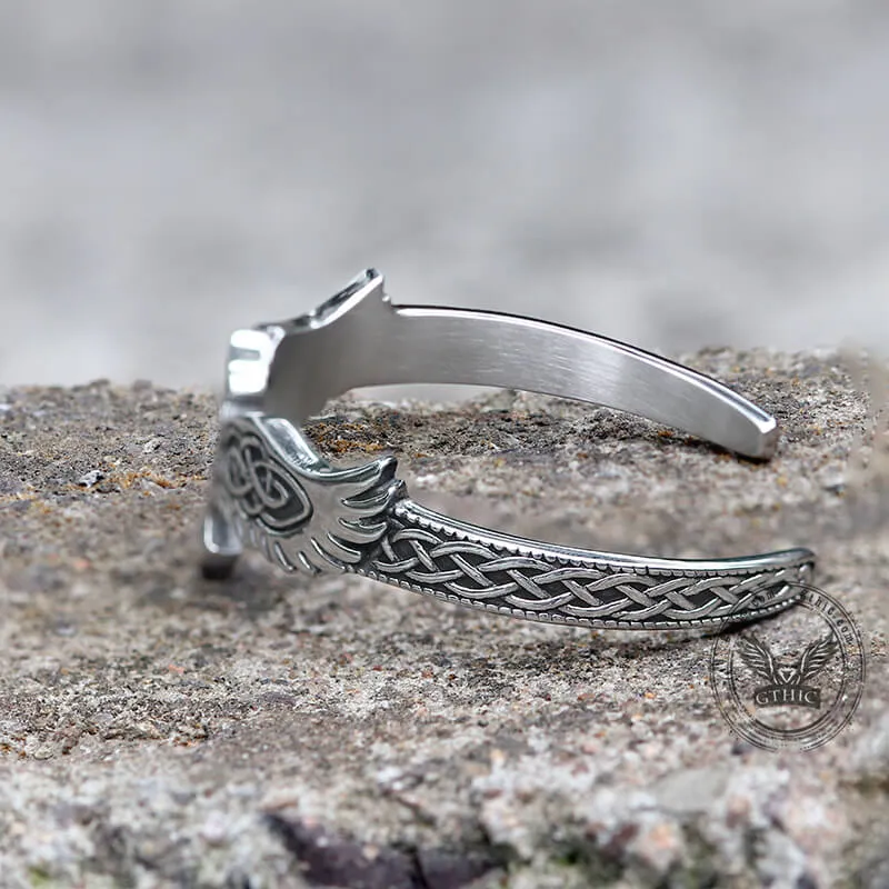 Celtic Eagle Stainless Steel Viking Cuff Bracelet