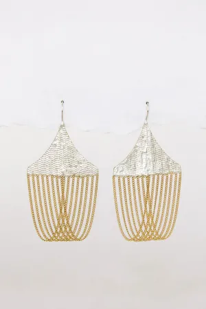 Chandelier Earrings, brass   silver