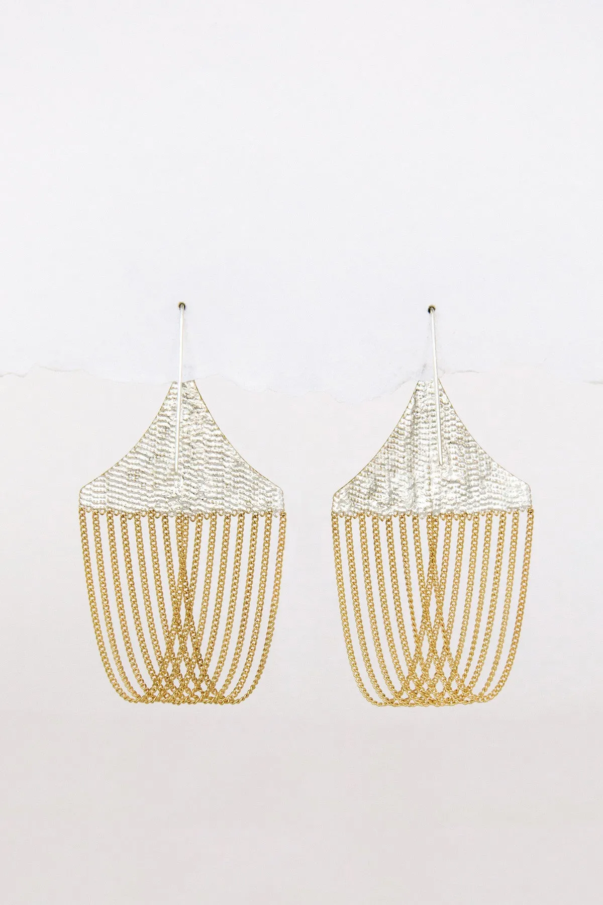 Chandelier Earrings, brass   silver