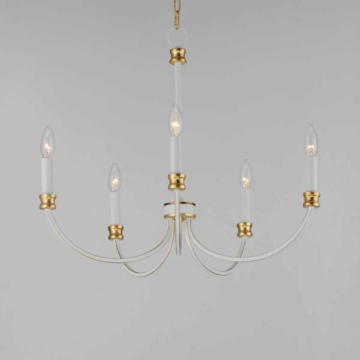 Charlton 26 in. 5 Lights Chandelier White & Gold Finish