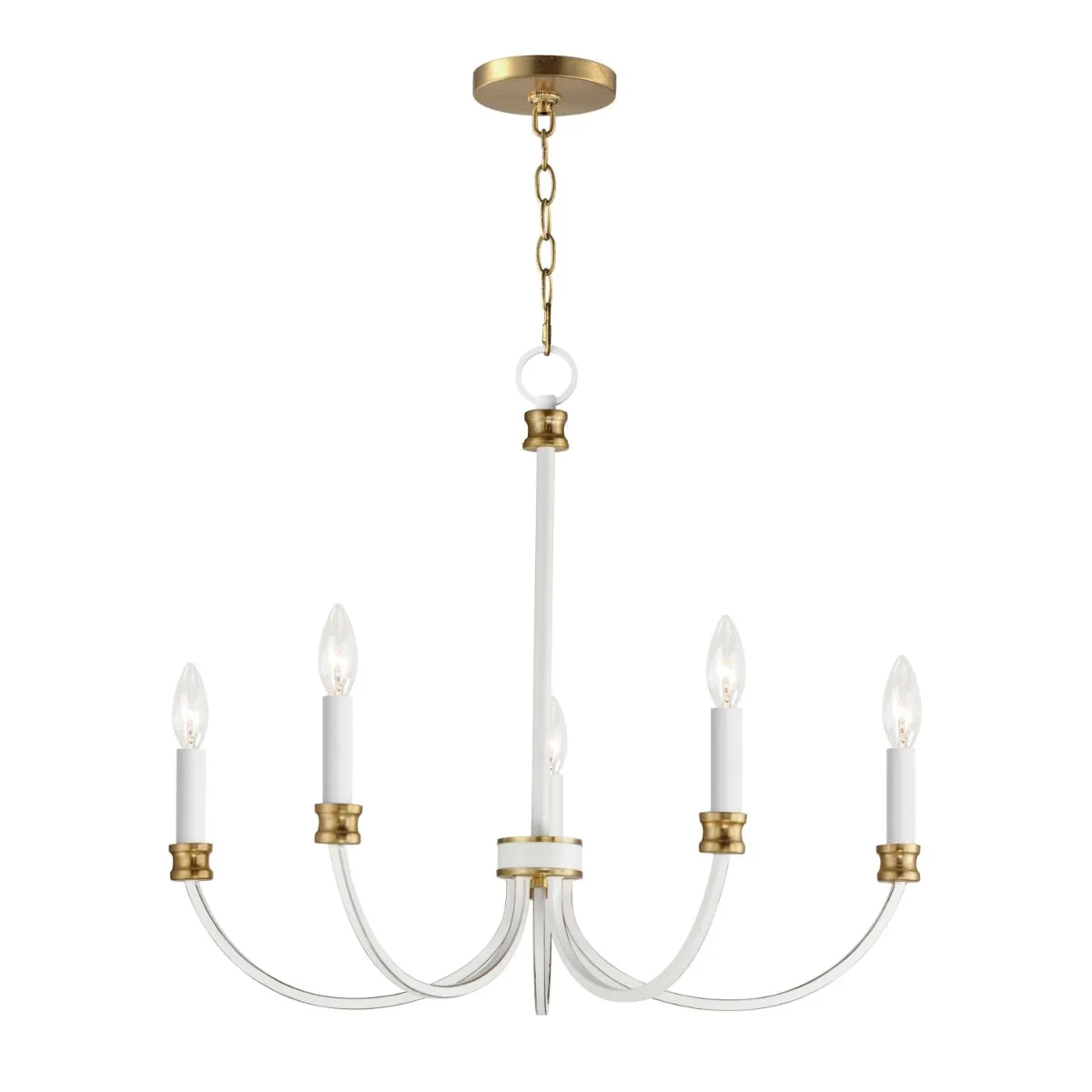 Charlton 26 in. 5 Lights Chandelier White & Gold Finish