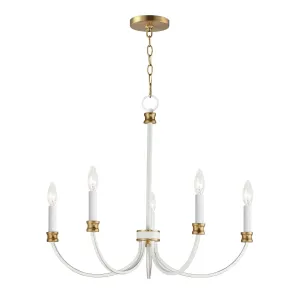 Charlton 26 in. 5 Lights Chandelier White & Gold Finish