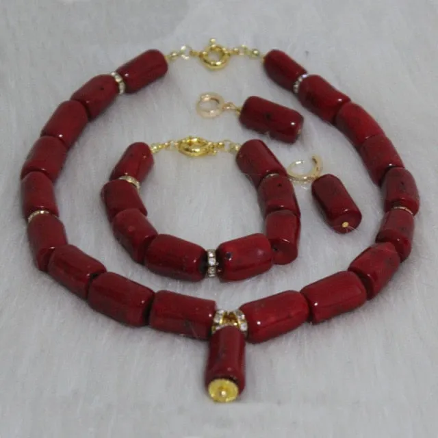 Choker Coral Beads Jewelry Set