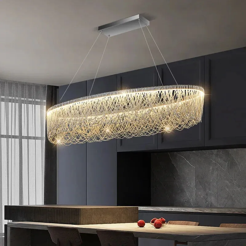 Chrome Tassel Chandelier by Mansion - LED Aluminum Chain Pendant Lamp