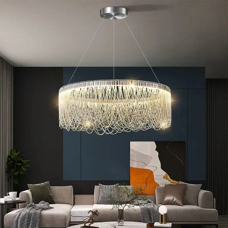 Chrome Tassel Chandelier by Mansion - LED Aluminum Chain Pendant Lamp