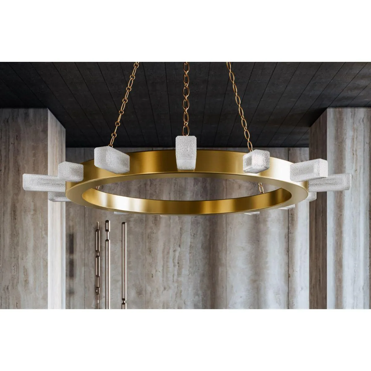 Citrine 49 in. 15 lights LED Chandelier vintage brass Finish