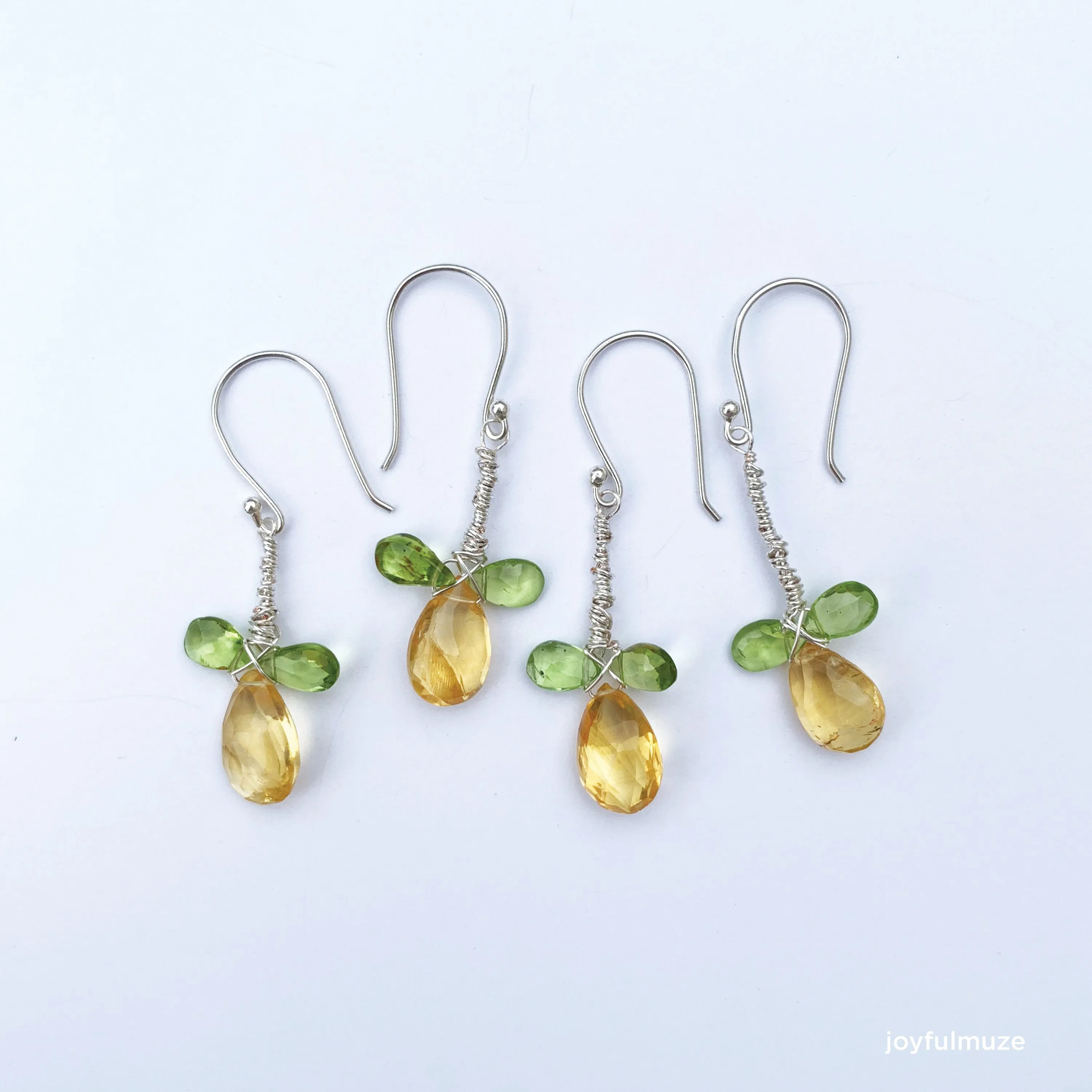 Citrine and Peridot Silver Earrings