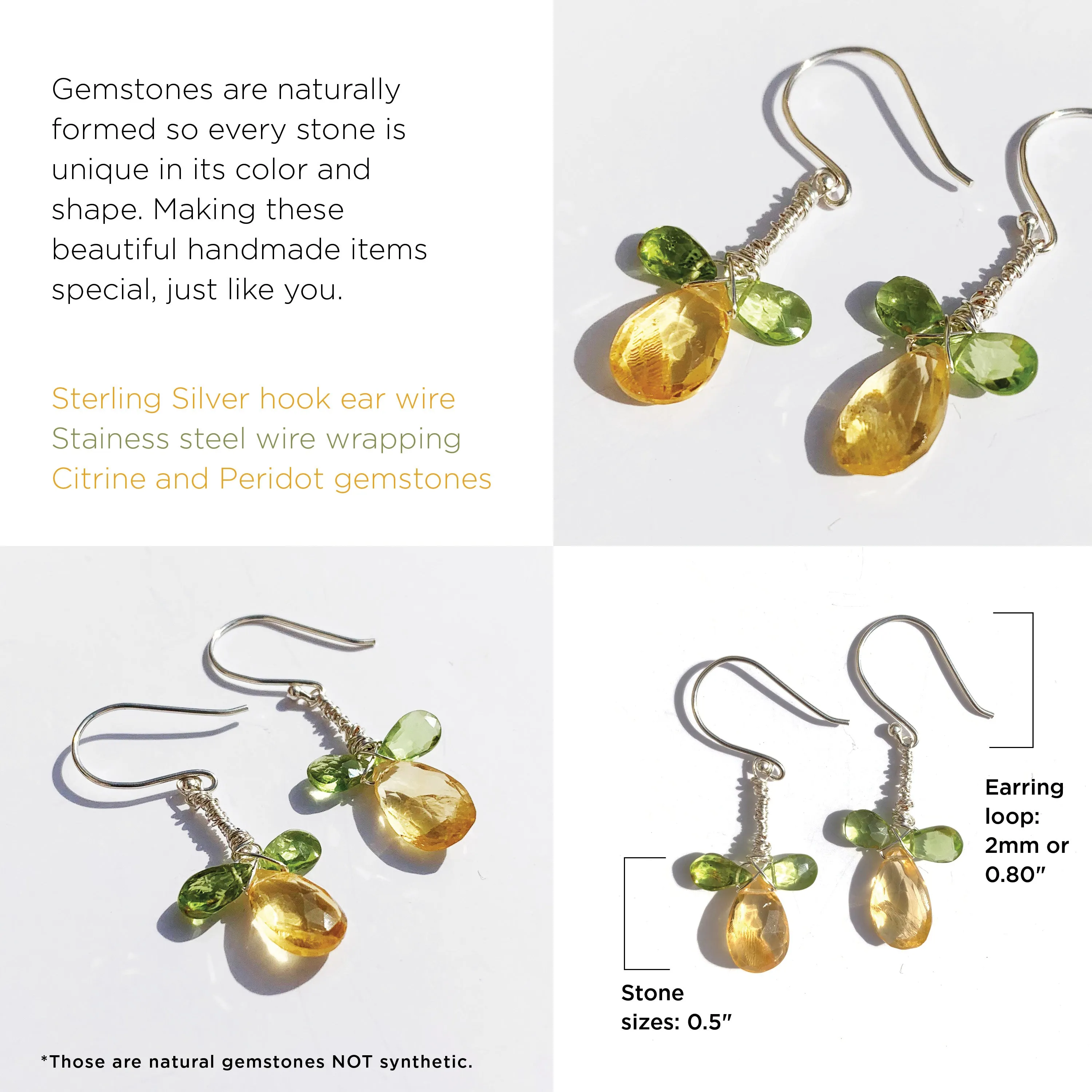 Citrine and Peridot Silver Earrings