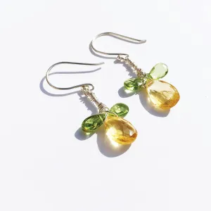 Citrine and Peridot Silver Earrings