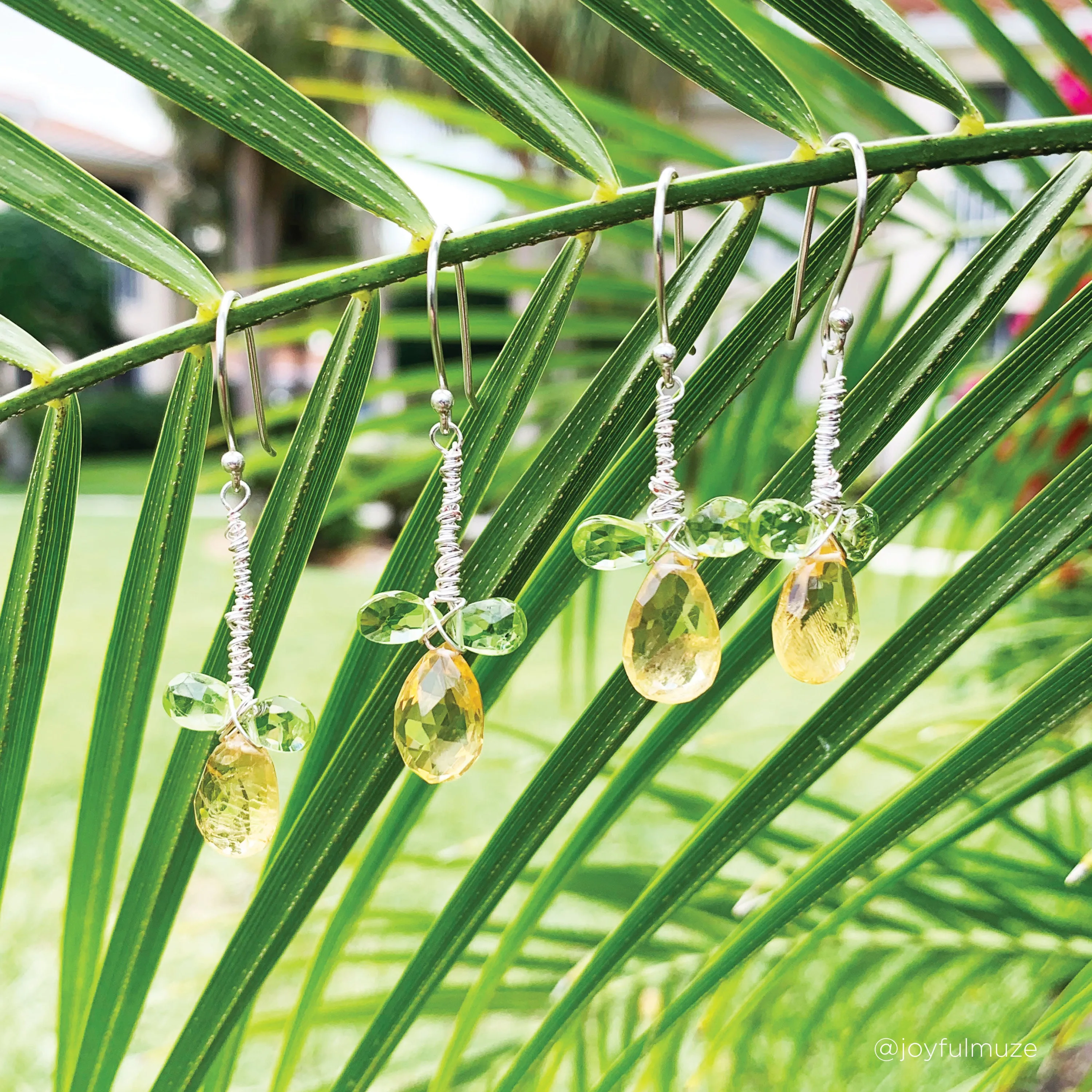 Citrine and Peridot Silver Earrings