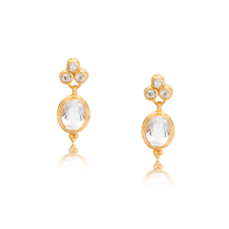 Clover Stud, White Topaz, Gold