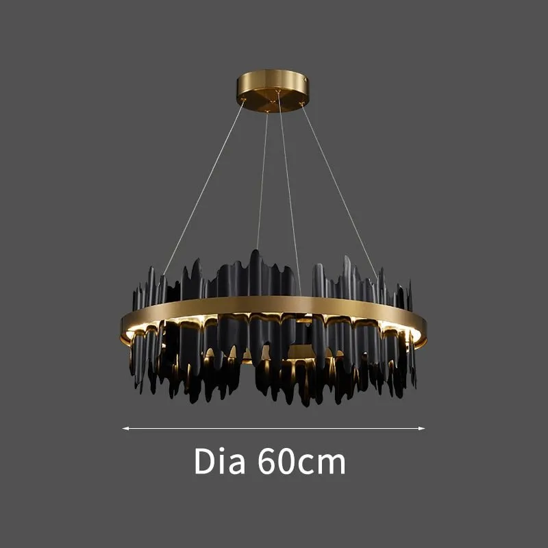 Contemporary Black and Gold Circle LED Chandelier for Living Room, Dinning, Lobby, and Hotel Lighting