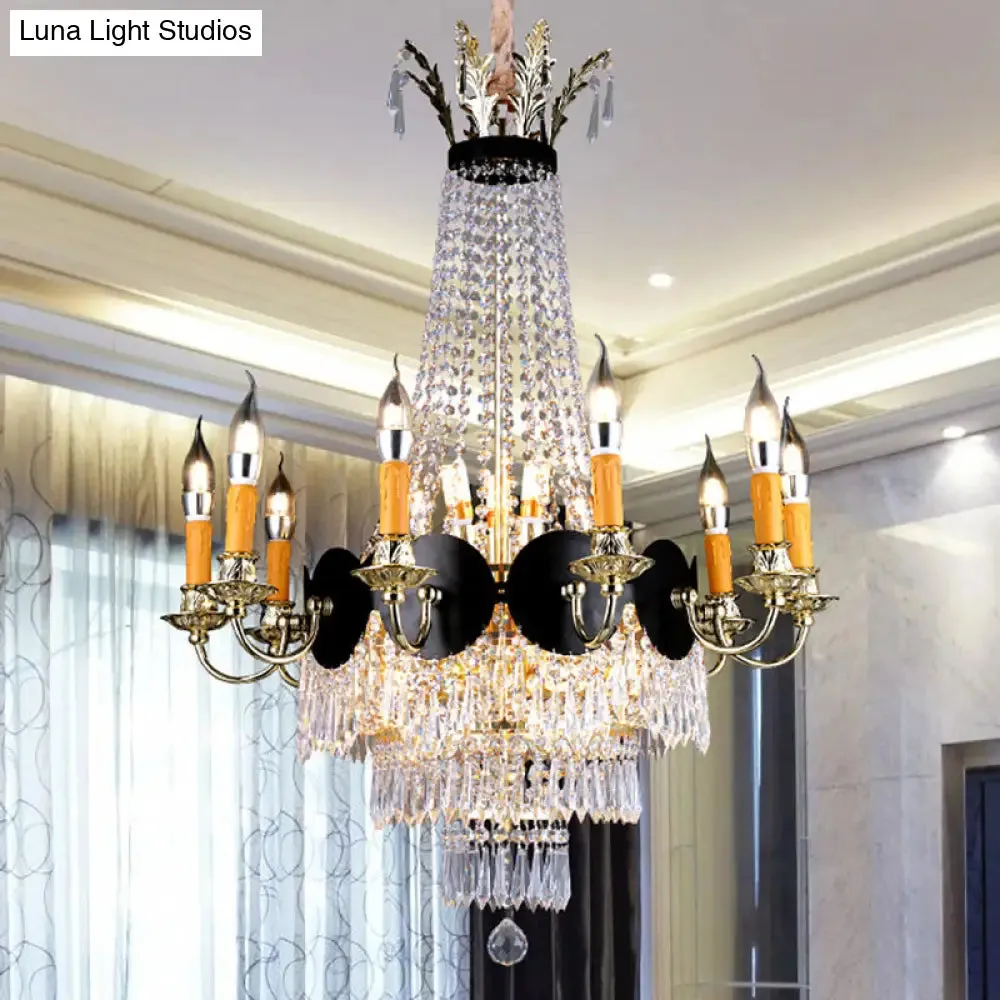 Contemporary Crystal Candelabra Chandelier - 14 Lights Gold - Dining Room Lighting