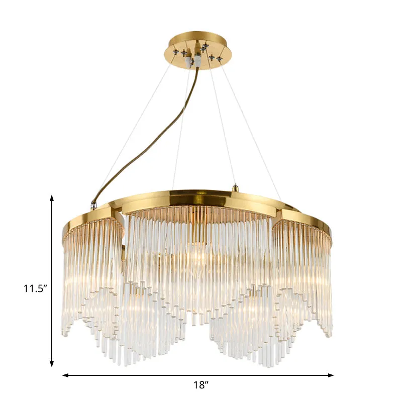 Contemporary Crystal Curtain Chandelier Light with 5 Clear Glass Heads for Living Room Ceiling Pendant