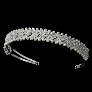 Crystal and Pearl Wedding Tiara Band