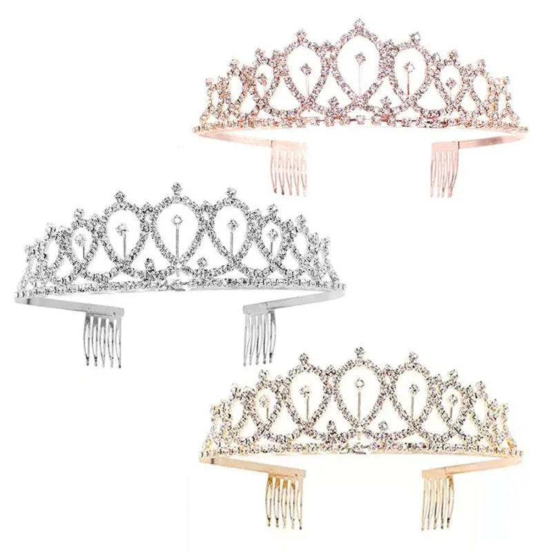 Crystal Rhinestone Tiara - 3 Asst Colours