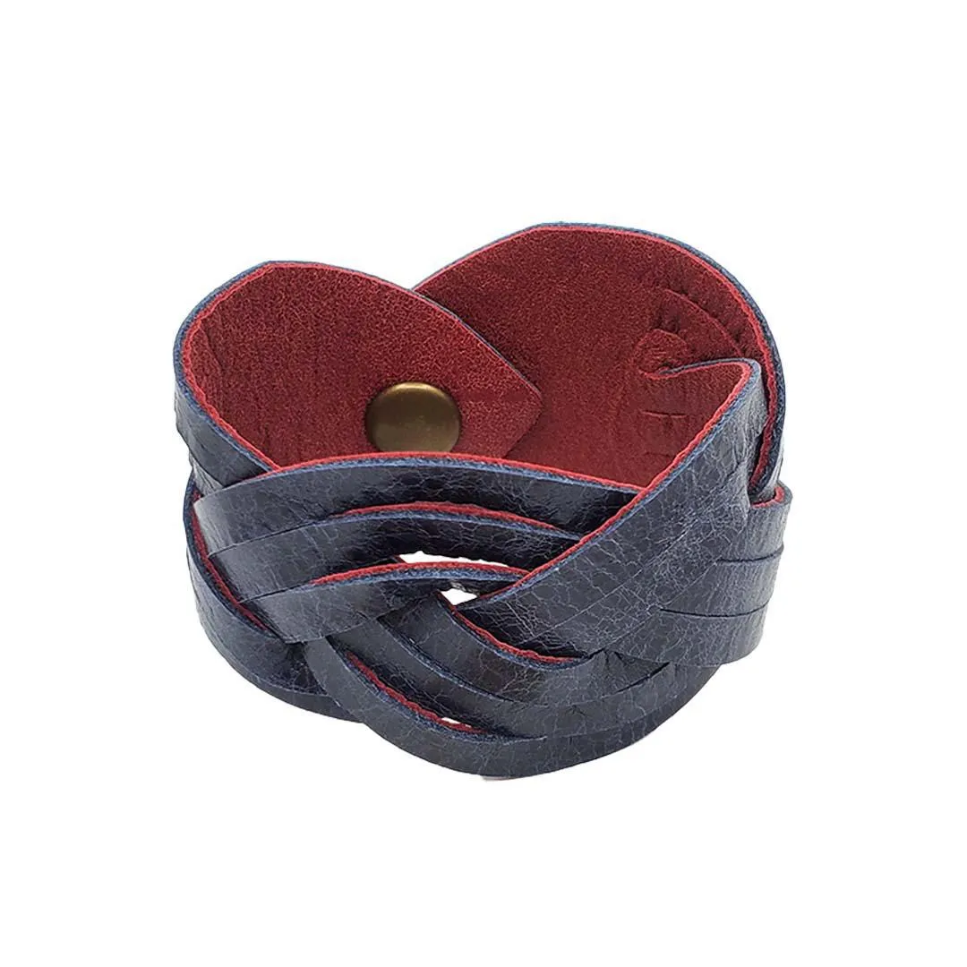 Cuff - Braid Reversible (Sienna Red and Midnight Blue) by Oliotto