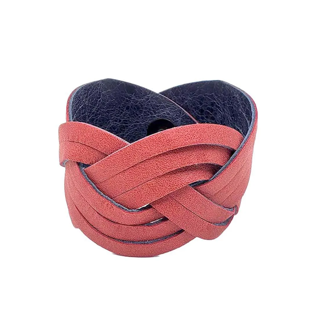 Cuff - Braid Reversible (Sienna Red and Midnight Blue) by Oliotto