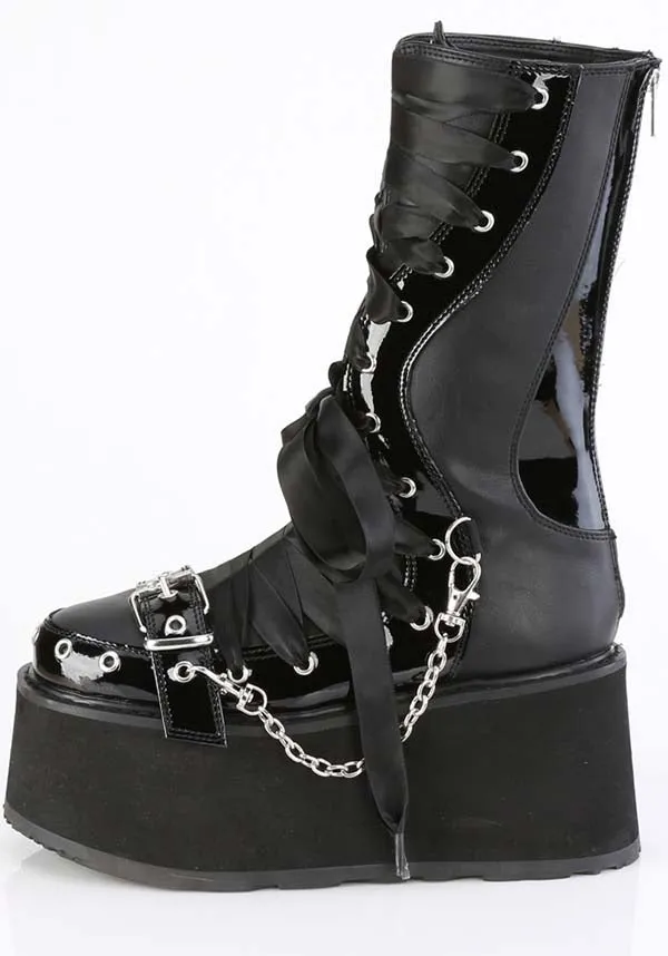 DAMNED-120 [Black/Patent] | PLATFORM BOOTS [PREORDER]