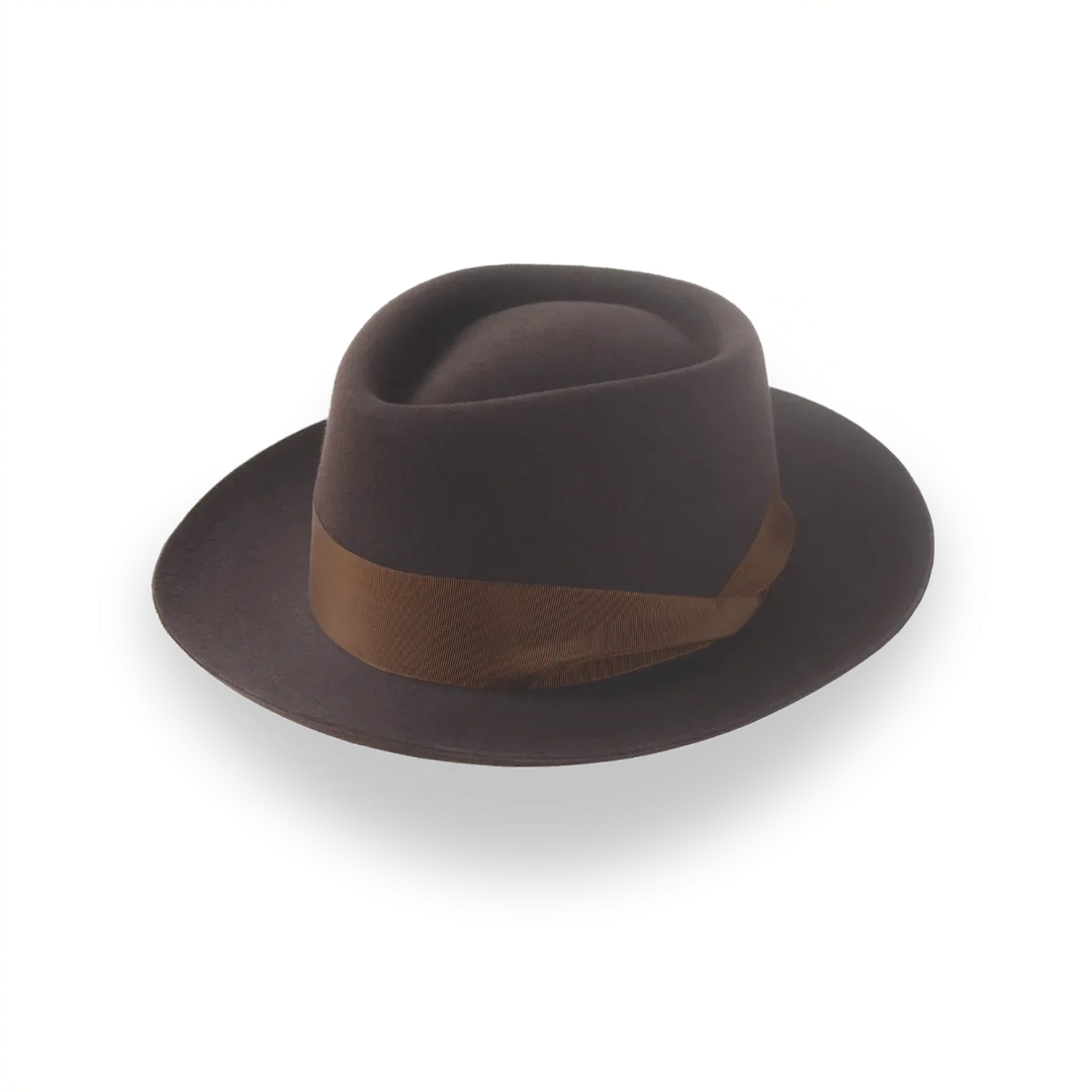 Dark Brown Diamond Crown Jazz Fedora in Smooth Fur Felt | The Roamer