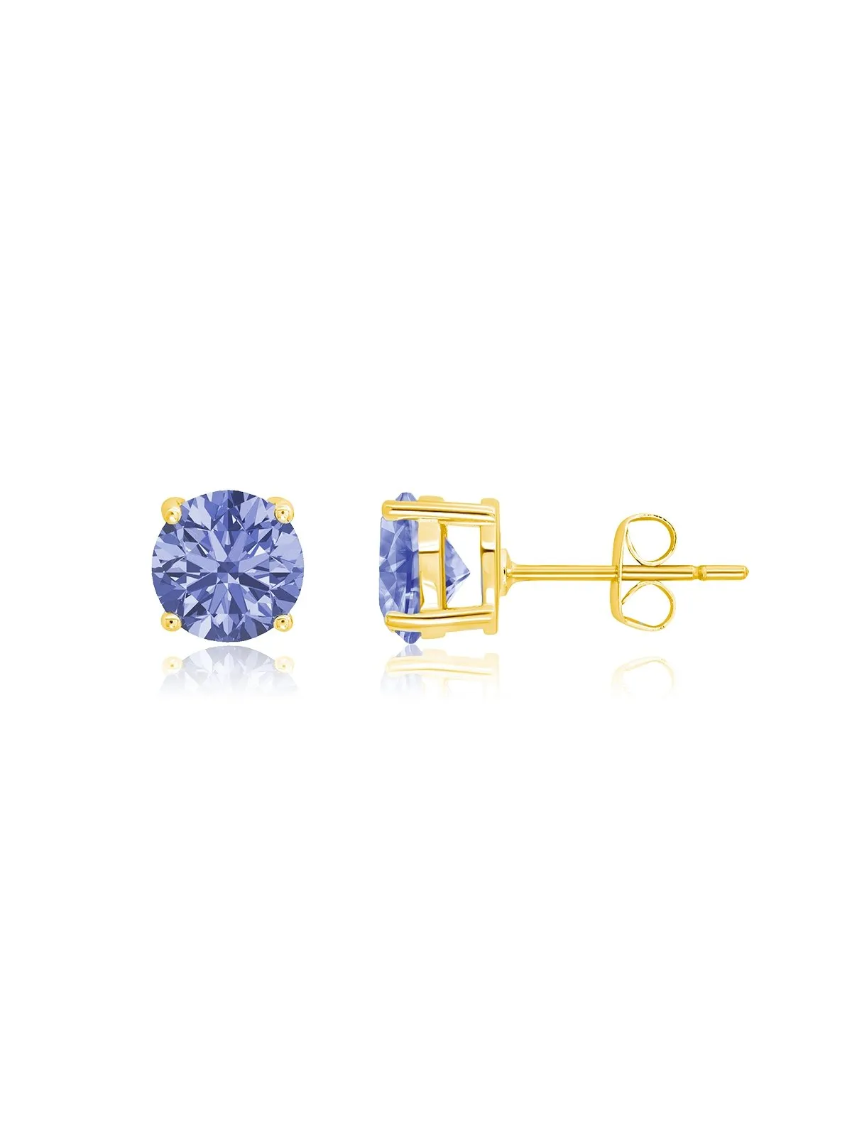 December Birthstone Stud Earrings in 18kt Yellow Gold Finish