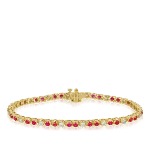 Diamond & Ruby Tennis Bracelet in 9ct Yellow Gold