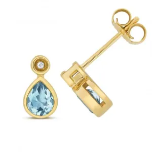 Diamond And Light Swiss Blue Topaz Stud Earrings ED259BT