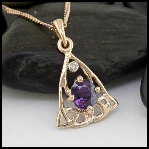 Diamond and Sapphire Trinity Knot Pendant in Rose Gold