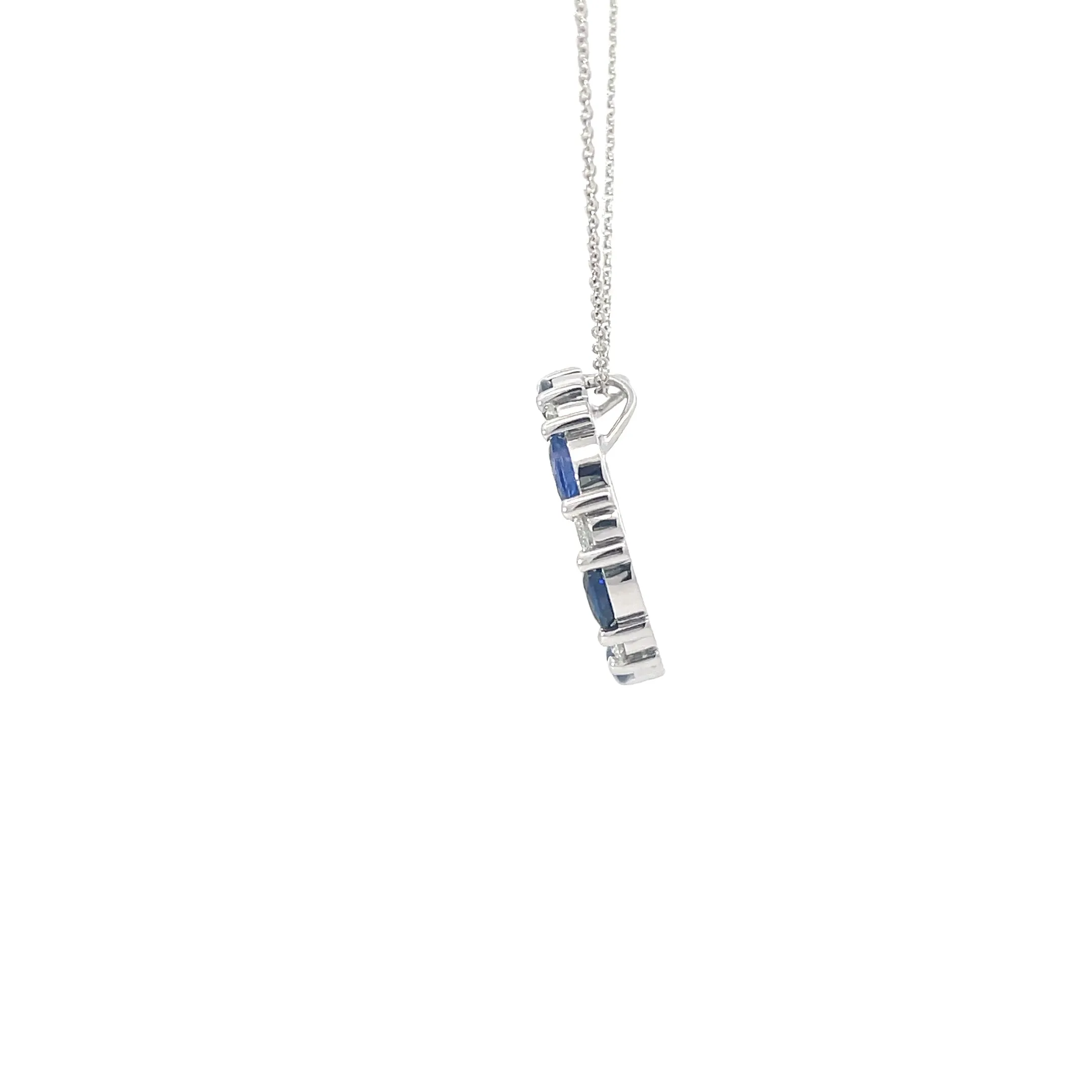 Diamond Sapphire Circle Pendant Necklace