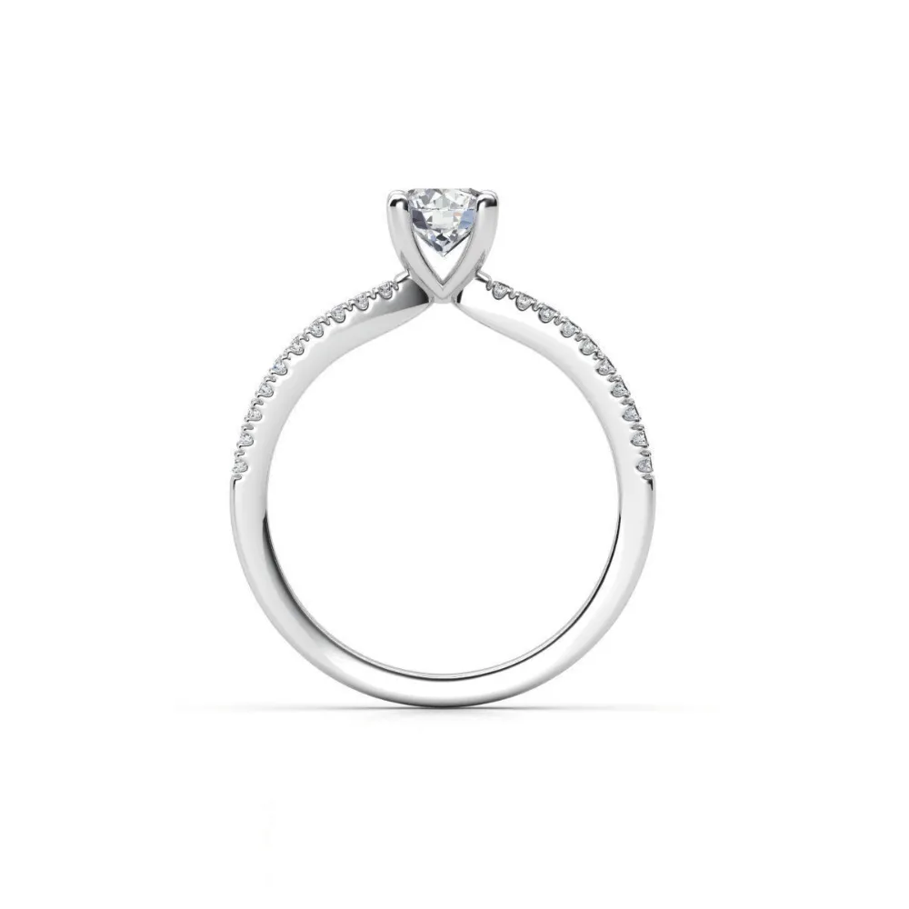 Double-Band Diamond Engagement Ring with Brilliant Round Center