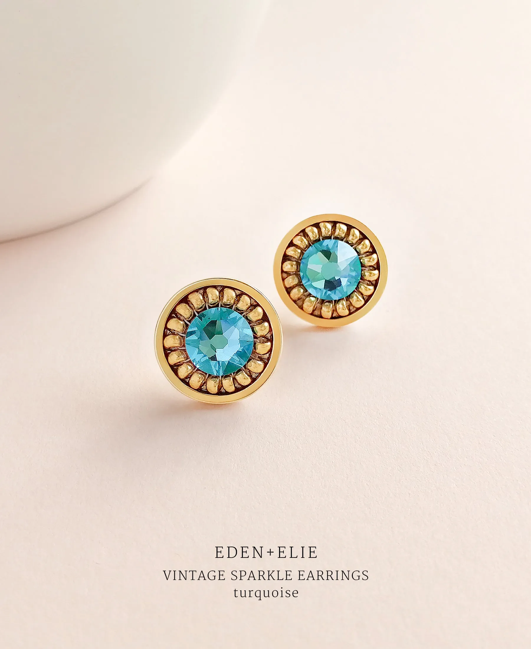 EDEN   ELIE Vintage Sparkle stud earrings - turquoise