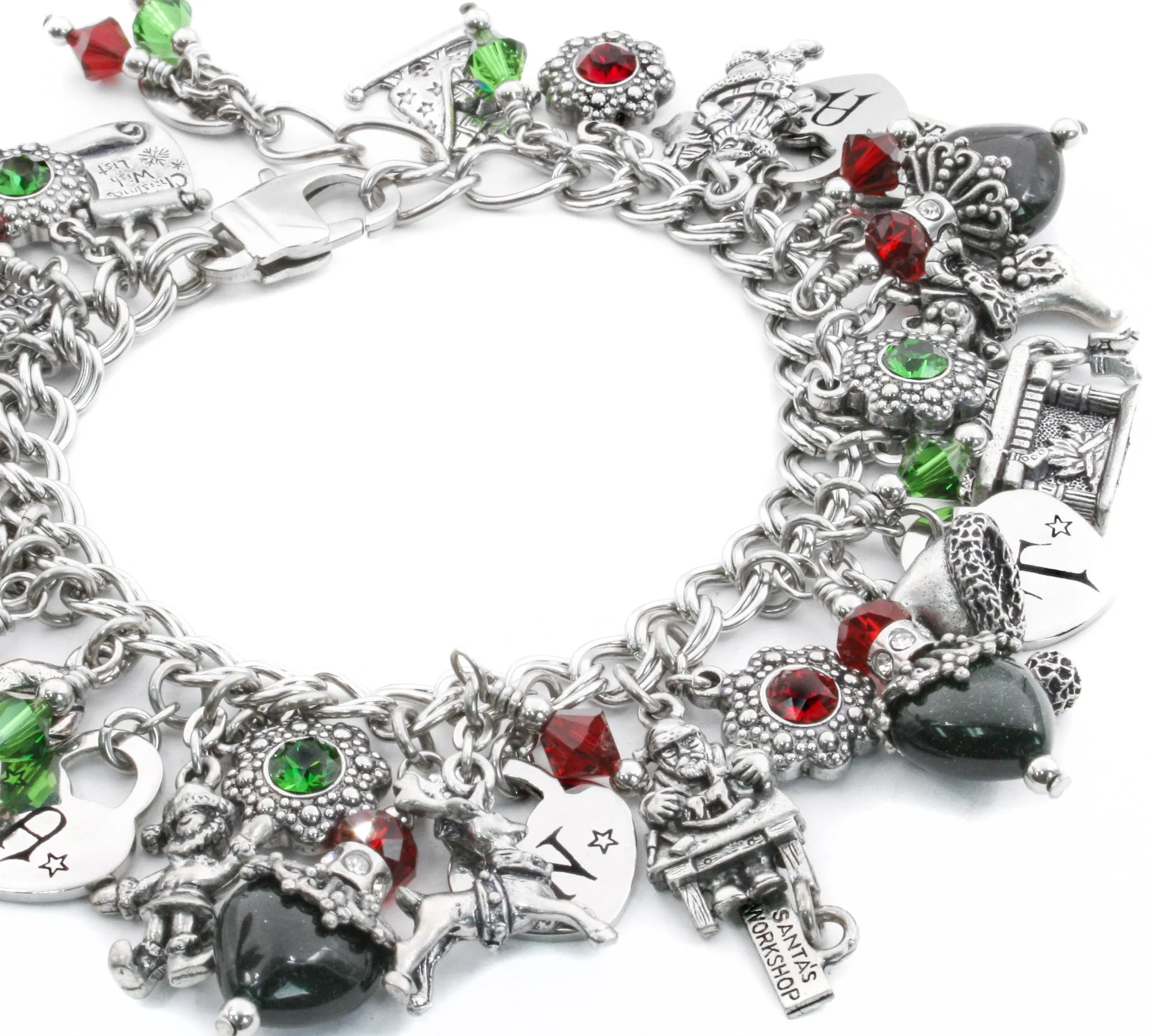 Emerald Santa Charm Bracelet