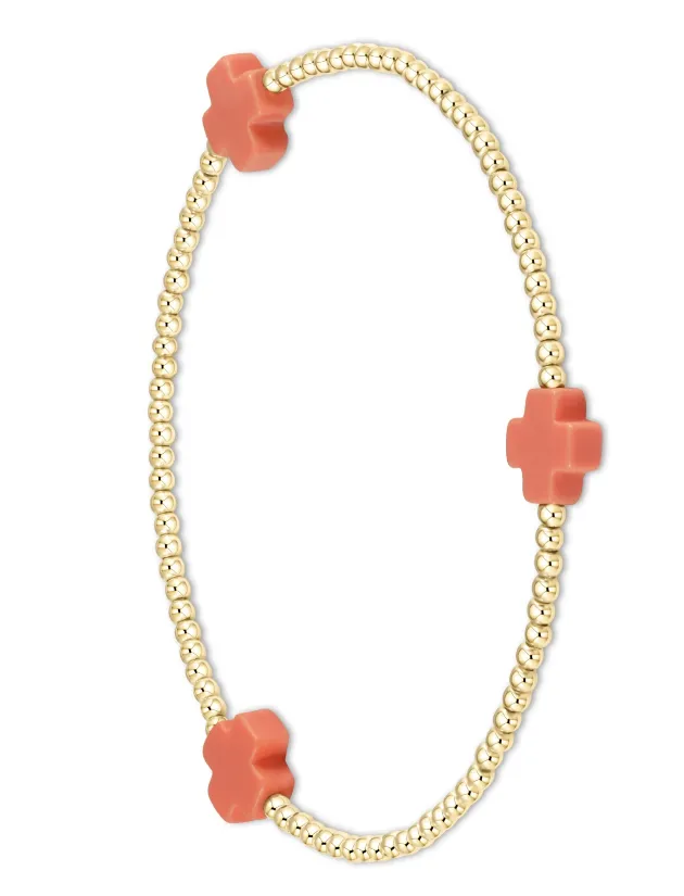 enewton Signature Cross 2mm Gold Bead with Coral Cross Bracelet